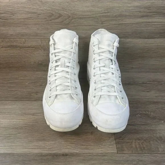 Converse Chuck Taylor Women's 9 All Star Hi Top Platform Sneakers White Lugged - Picture 2 of 9